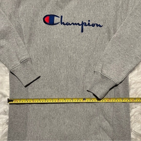 Champion Reverse Weave Long Sleeve Sweatshirt Dress in Grey - Picture 3 of 5